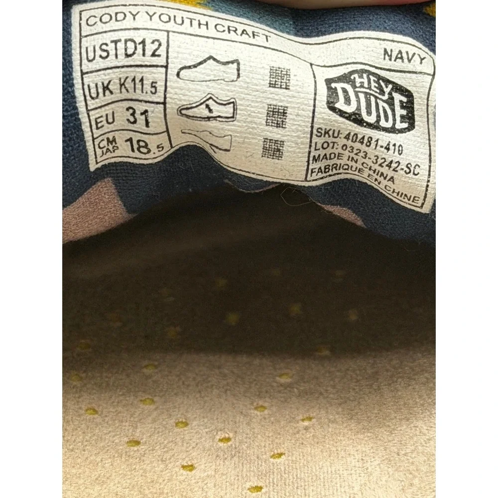Hey Dude Cody Youth Craft Navy Blue Canvas Slip On Sneakers Little Kid US 12